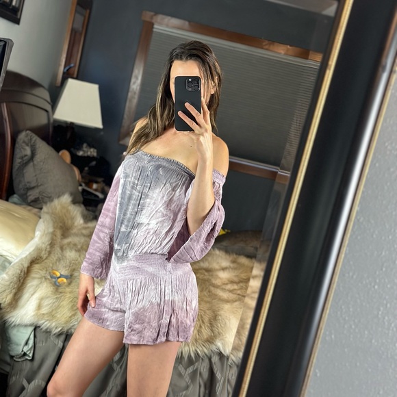 Young Fabulous & Broke Strapless Tie Dye Wide Sleeve Romper, Small, New with Tag - Picture 2 of 15